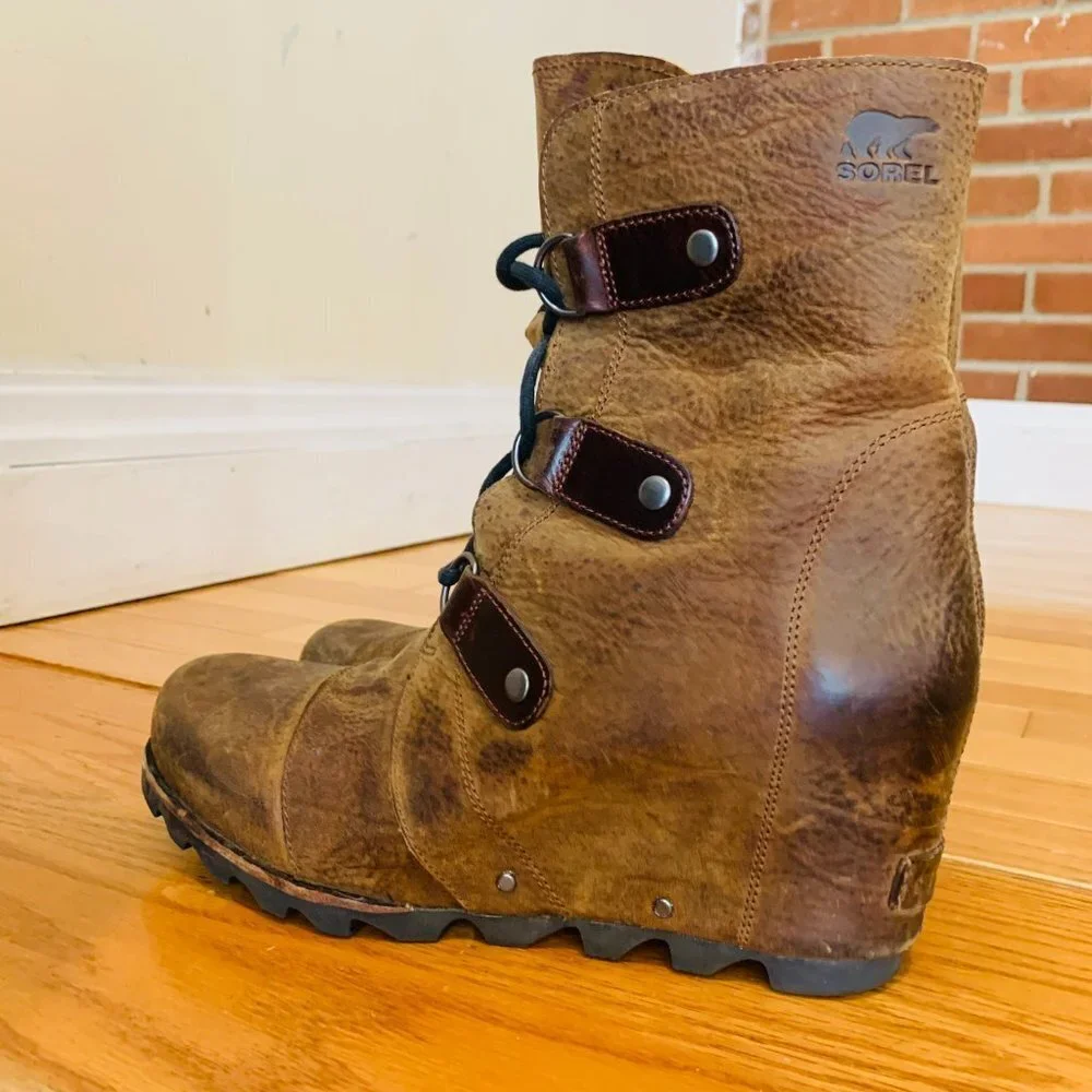 Sorel JOAN Of ARTIC WEDGE BOOTS KETTLE!! Lace Up Waterproof Women Size 11 - Picture 6 of 13